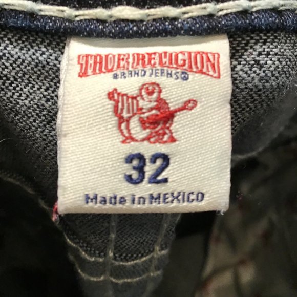 True Religion Men's Straight Flap Natural Big T Jeans Size 32 - Picture 7 of 9